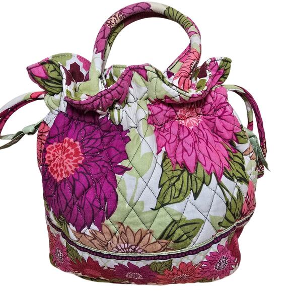 Vera Bradley Hello Dahlia zcinch Purse Top Handles Matching Makeup Bag - Picture 2 of 9